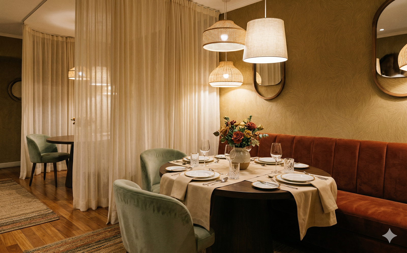 Restauran privado de hotel con decoracion exclusiva y ambiente intimo