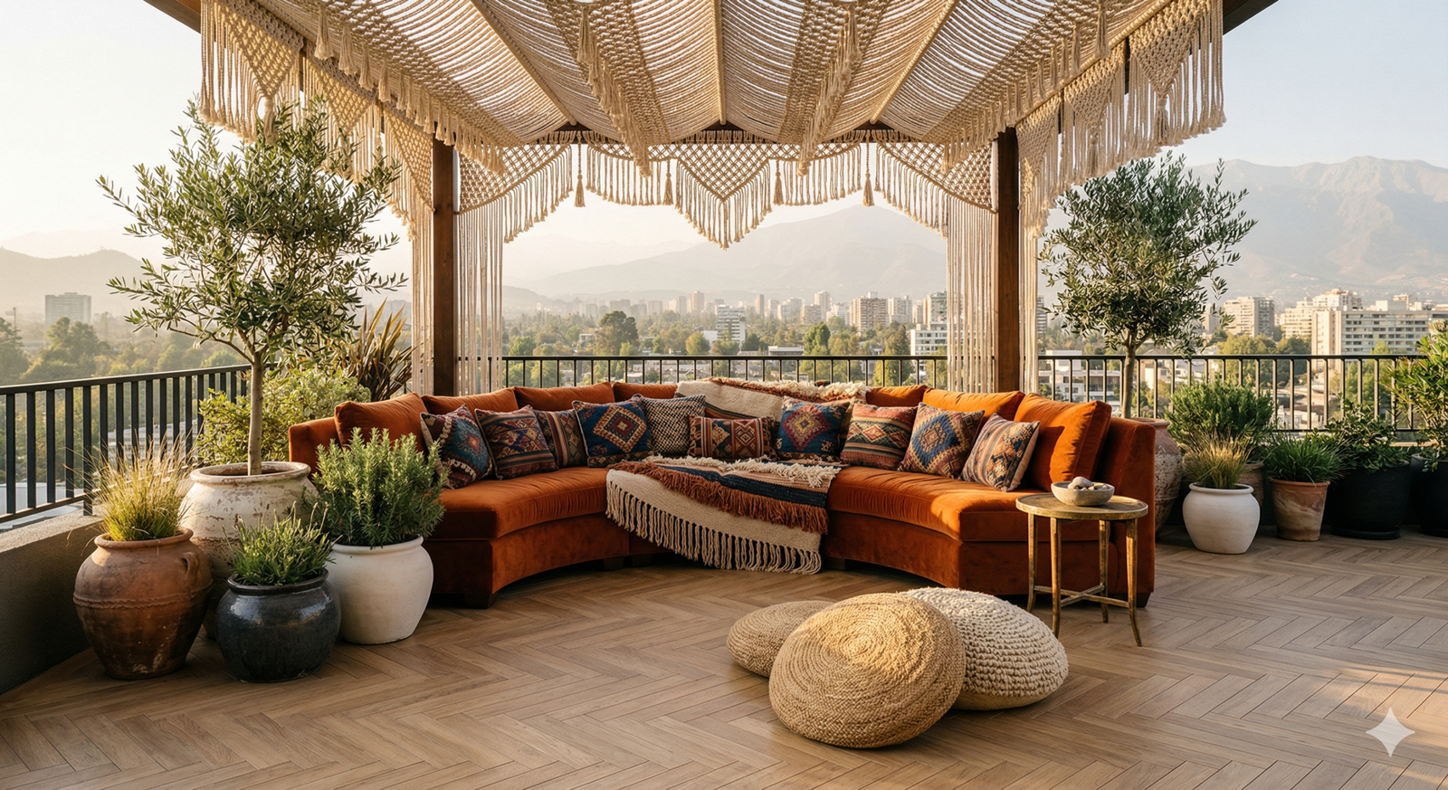 Terraza de penthouse en segundo piso con decoracion de exteriores de alto nivel